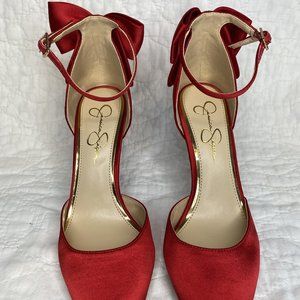 Jessica Simpson Red Satin Pumps